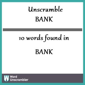 unscramble banking|unscrambled bank account letters.